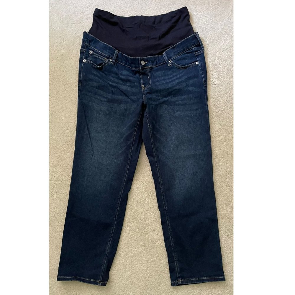 GAP Maternity True Waistband Full Panel Cheeky Straight Jeans Dark Wash Size 30R - Picture 2 of 7
